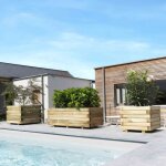 Bac  fleurs en bois beige 50 x 50 x 38 cm