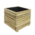 Bac  fleurs en bois de pin carr l - 50cm