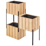 Bacs  fleurs sur pieds en bois mlze beige 83 x 28 x 86 cm