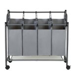 Bac  linge avec 4 sacs amovibles gris sur roulettes