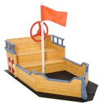 Bac  sable bateau de pirate - banc, coffre, bche - bois sapin