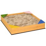 Bac à sable carré en bois pour enfant 4 assises film protection Bac à sable carré en bois pour enfant 4 assises film protection