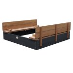 Bac  sable avec couvercle en bois fsc anthracite / brun, 120 x 120 cm