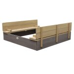 Bac  sable avec couvercle en bois fsc gris / brun, 120 x 120 cm