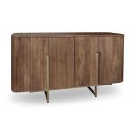 Bahut deux portes en effet noyer avec pieds en mtal