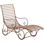 Bain de soleil avec accoudoirs en mtal marron antique