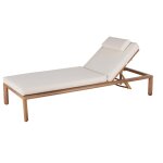 Bain de soleil en aluminium effet bois et toile en polyester recycl cru