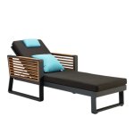 Bain de soleil en aluminium et en teck luxe