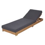 Bain de soleil en bois d'acacia et toile en polyester recycl gris anthracite
