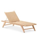 Bain de soleil de jardin  roulettes en bois et rotin synthtique