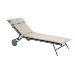 Bain de soleil matelass en acier beige l186xl77xh77