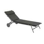 Bain de soleil matelass en acier gris l186xl77xh77
