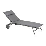 Bain de soleil matelass en acier gris l186xl77xh77