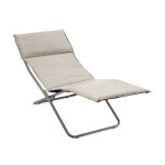 Bain de soleil matelass pliant en acier beige l164xl63xh68