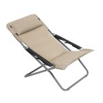 Bain de soleil matelass pliant en acier beige l93xl67xh88
