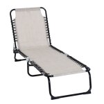 Bain de soleil pliable dossier inclinable acier textilne crme