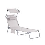 Bain de soleil pliable position réglable avec parasol - crème Bain de soleil pliable position réglable avec parasol - crème