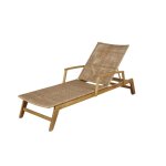 Bain de soleil professionnel en bois d'acacia et rsine tresse
