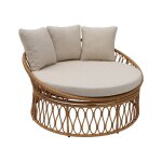 Bain de soleil rond acier et imitation rotin