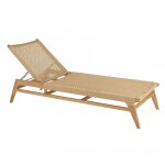 Bain de soleil en teck naturel et rotin synthtique beige
