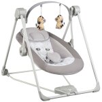 Balancelle pour bb pliable avec 5 vitesses et minuterie gris