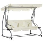 Balancelle de jardin 3 places convertible acier polyester noir beige