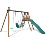Balanoire en bois trait 3 agrs et toboggan