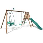 Balanoire en bois trait 4 agrs et toboggan