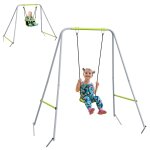 Balançoire portique 2 en 1 pour bébé ceinture sécurité 5 points vert Balançoire portique 2 en 1 pour bébé ceinture sécurité 5 points vert