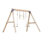 Balan�oire avec trap�ze, pour 3 enfants, en bois fsc, marron