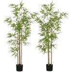 Bambou arbre artificiel hauteur 180 cm avec pot artificielles vert