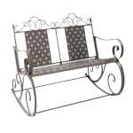 Banc  bascule fauteuil rocking chair de jardin en mtal marron 120cm