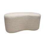 Banc en bouclette blanche et structure en bois Banc en bouclette blanche et structure en bois
