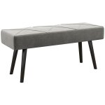 Banc bout de lit banquette velours cadre acier gris