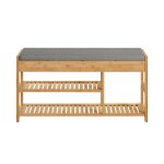 Banc à chaussures avec 2 étages en bambou Banc à chaussures avec 2 étages en bambou