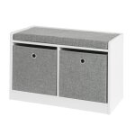 Banc  chaussures avec 2 paniers et coussin rembourr effect bois gris