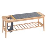 Banc à chaussures bout de lit avec porte - revues effet bois Banc à chaussures bout de lit avec porte - revues effet bois