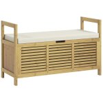 Banc  chaussures coffre de rangement 2 en 1 avec coussin bambou
