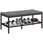 Banc à chaussures avec coussin rembourré gris Banc à chaussures avec coussin rembourré gris