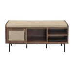 Banc  chaussures dcor noyer 3 faade en tissu l100 cm