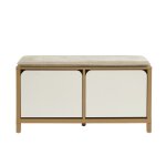 Banc à chaussures effet chêne et portes blanches Banc à chaussures effet chêne et portes blanches