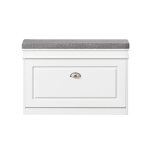 Banc à chaussures avec porte abattante largeur 75cm effet bois blanc Banc à chaussures avec porte abattante largeur 75cm effet bois blanc