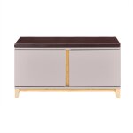 Banc  chaussures avec sige rembourr et 2 portes effet bois marron
