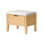 Banc en chne massif 55 cm, assise beige