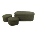 Banc coffre bouclette kaki avec 2 poufs de rangement Banc coffre bouclette kaki avec 2 poufs de rangement