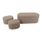 Banc coffre bouclette taupe avec 2 poufs de rangement Banc coffre bouclette taupe avec 2 poufs de rangement