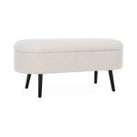 Banc coffre, bout de lit bouclette, �cru