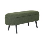 Banc coffre, bout de lit bouclette texture, kaki