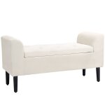 Banc coffre rangement avec accoudoirs capitonn beige