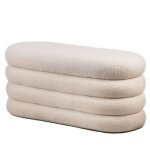 Banc coffre avec rangement en bouclettes blanches